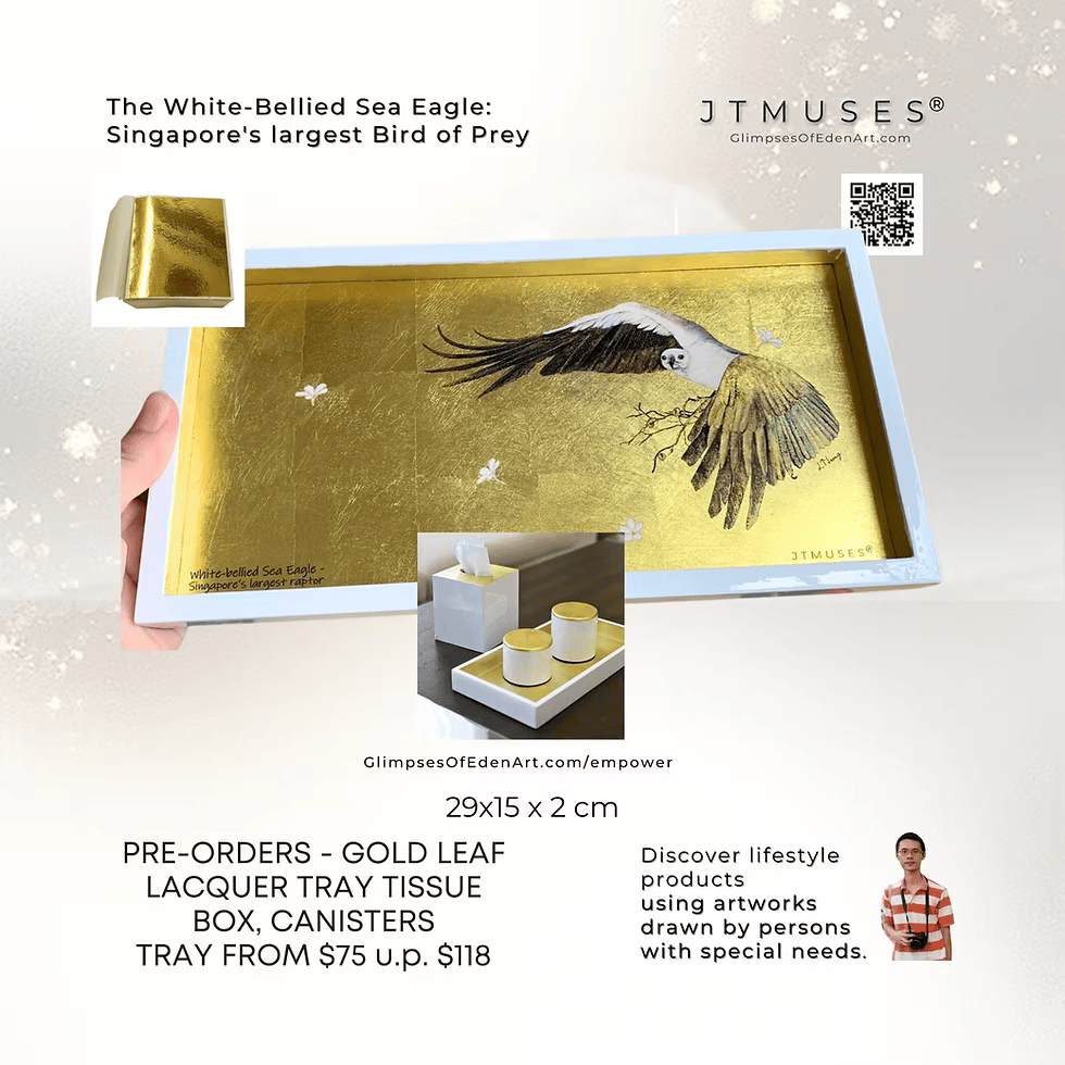 Gold Leaf Vanity Lacquer Tray - White Bellied Sea Eagle
