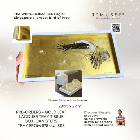 Gold Leaf Vanity Lacquer Tray - White Bellied Sea Eagle