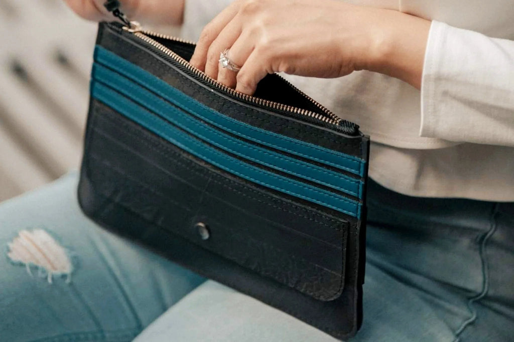 Blue Stripes Trinity Clutch